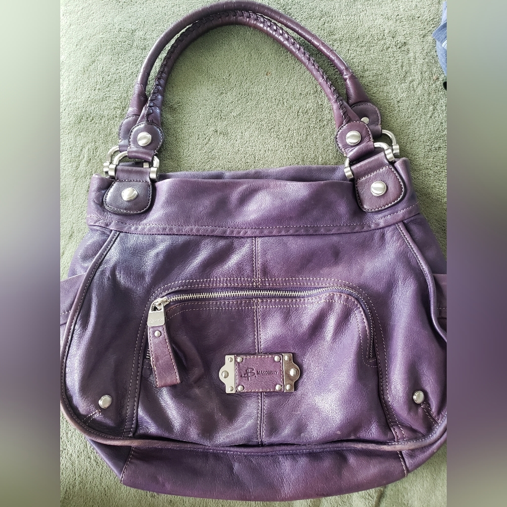 purple b. Makowsky leather shoulder bag